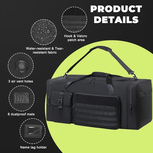 Miniatura 3 de Bolsa de lona extra grande de 36 pulgadas para gimnasio y viajes, 130 L, bolsa de equipo de gran tamaño para baloncesto, béisbol, hockey, fútbol