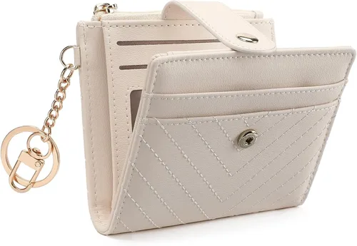 GAEKEAO Billetera delgada para mujer, tarjetero con bloqueo RFID, billetera plegable con bolsillo para monedas con cremallera, ventana para