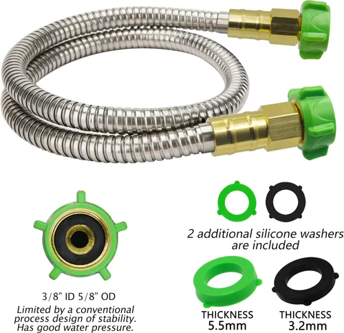 Miniatura 4 de YANWOO Manguera de jardín de acero inoxidable 304 de 10 pies con conector de metal hembra a hembra, manguera de agua flexible y ligera (10 pies)