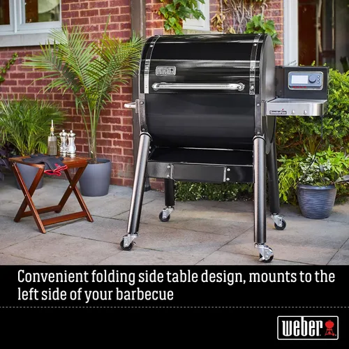 Miniatura 4 de Weber SmokeFire - Mesa auxiliar plegable, color plateado – Añade 200 pulgadas cuadradas espacio de trabajo adicional con abridor de botellas