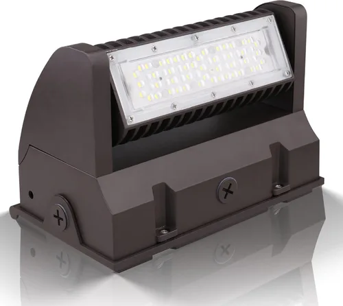 Paquete de luz LED de corte completo de 40 W, paquete de pared ajustable con cabezal giratorio, 5400LM 5000K IP65 Luz de seguridad comercial al aire