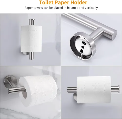 Miniatura 4 de Cilee Juego de 10 accesorios de baño de níquel cepillado, juego de accesorios de baño de níquel cepillado de 16 pulgadas, juego de accesorios
