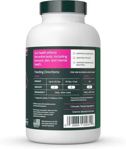 Miniatura 9 de VetriScience Suplementos digestivos probióticos y prebióticos extra fuertes para la salud intestinal para perros y gatos, gases, diarrea y apoyo