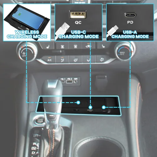 Miniatura 3 de Cargador inalámbrico de coche para Nissan Altima 2019-2024 2023 2022 2021 L34, accesorios USB-A USB-C para teléfono Altima S/SL/SV/SR