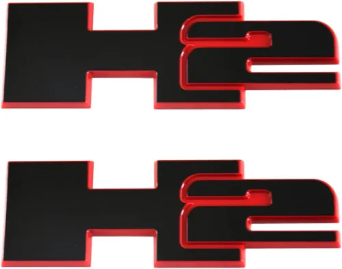 Miniatura 6 de 2 piezas de emblemas 3D de placa de nombre de puerta del portón trasero H2 para Hummer H2 2003-2009 (negro)