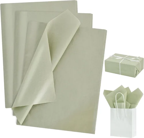 BEISHIDA 100 hojas de papel de seda verde salvia a granel, papel de seda para envolver para bolsas de regalo, papel de regalo de 14 x 20 pulgadas