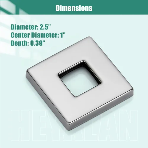 Miniatura 4 de Heyalan Placa de repuesto moderna de 2.5 pulgadas con brida cuadrada para brazo de ducha, cubierta de pared cuadrada de cromo pulido, 1 montaje