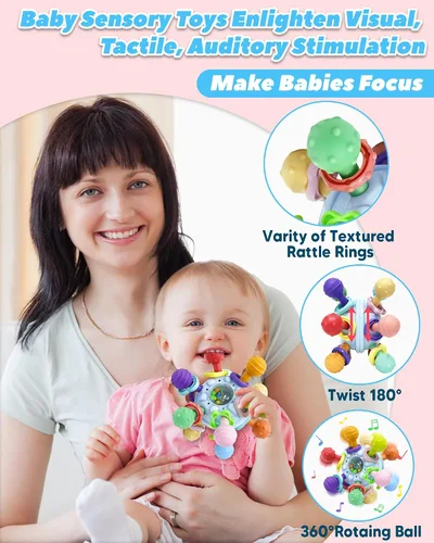 Miniatura 2 de Juguetes de Dentición para Bebés Mordedores para Bebés de 0-6 Meses Juguetes para Bebés Niñas Regalos para 0 3 6 9 12 Meses, Sonajeros para Recién