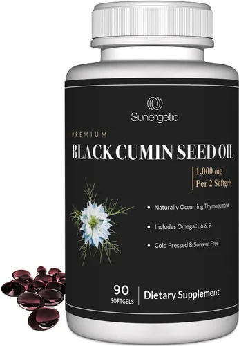 Miniatura 6 de Cápsulas blandas de aceite de semilla de comino negro prémium – 1000 mg de aceite de semilla negra por porción – Nigella sativa prensada en frío sin
