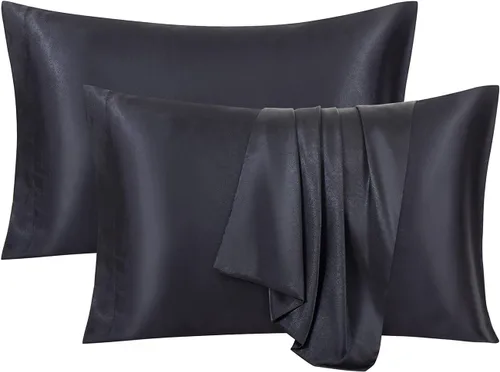 Miniatura 3 de Ersmak Juego de 2 fundas de almohada de satén estándar, ultra suaves y sedosas para cabello y piel, resistentes a las arrugas a la decoloración
