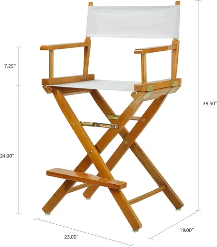 Miniatura 2 de Casual Home - Silla de director de 24 pulgadas, marco de roble miel, con lienzo blanco, altura de mostrador