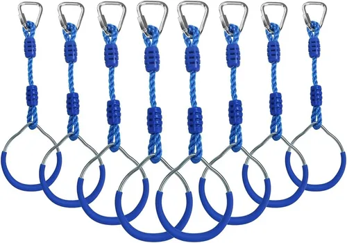 Miniatura 11 de Anillo de gimnasia colgante Ninja, columpio con barra de mono, barra de escalada de puño de la jungla para actividades al aire libre y en Negro