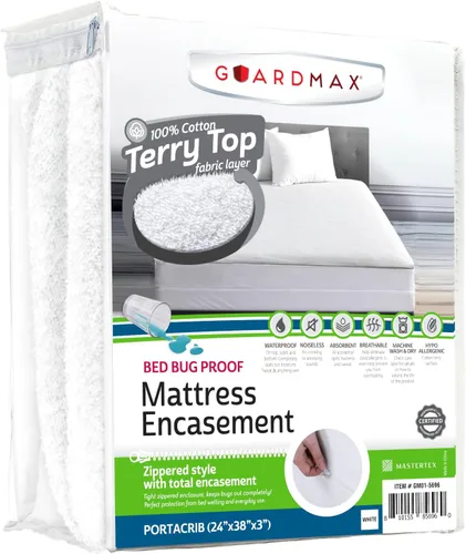 Miniatura 51 de Guardmax Funda de colchón Queen con cremallera, protector de colchón 100% impermeable, suave y absorbente de algodón de rizo superior para niños, 1