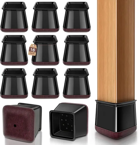 Miniatura 19 de Protectores de suelo para patas de silla cuadrados, protectores de suelo para patas de silla de silicona, tapas de fieltro, fortalecimiento