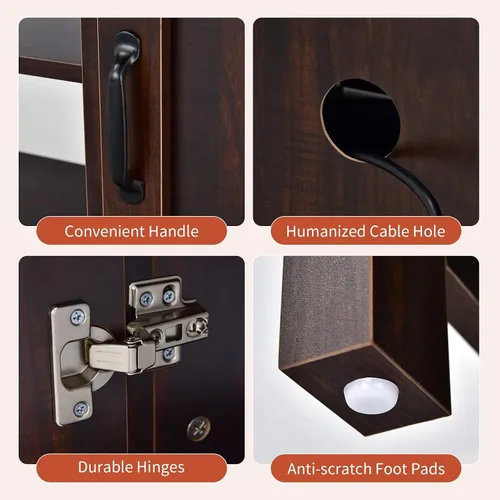 Miniatura 8 de Tangkula Soporte de TV con chimenea para televisores de hasta 65 pulgadas, mesa consola multimedia con puertas de granero, calentador eléctrico