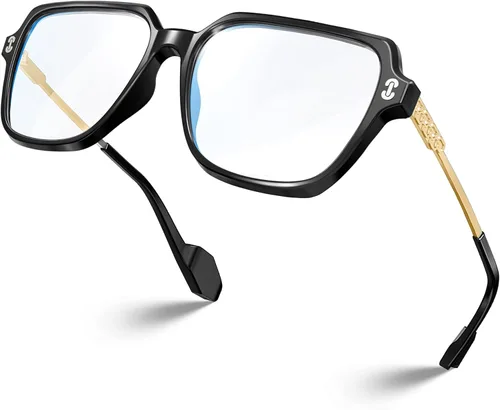 Miniatura 9 de VISOONE - Paquete de 2 anteojos de bloqueo de luz azul de gran tamaño con elegante marco cuadrado TR90 y patillas metálicas para mujeres y hombres