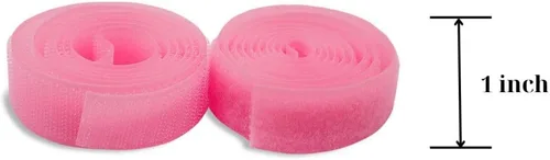 Miniatura 2 de Cinta de gancho y bucle de 1 pulgada de ancho Rosa para coser, no adhesiva, de 1 yarda de largo, cinta de gancho y bucle de nylon rosa, juego