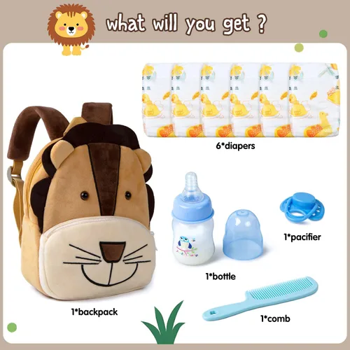 Miniatura 2 de Pañales para muñecas de bebé, algodón suave ajustable con mochila para muñecas Reborn de 17 a 22 pulgadas, accesorios de babydoll realistas, juego