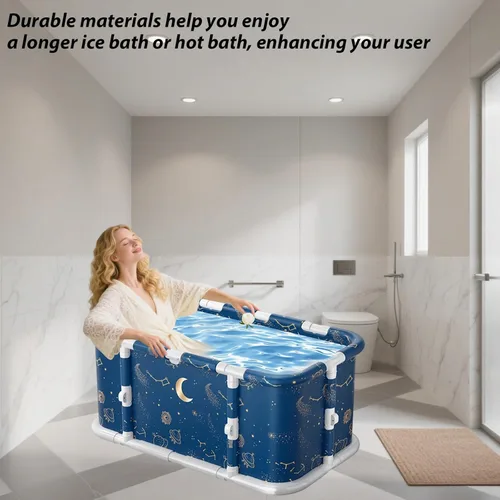 Miniatura 7 de Simcat Bañera plegable portátil grande de 45 pulgadas para adultos, bañera separada de terapia de spa para la familia, spa caliente y bañera
