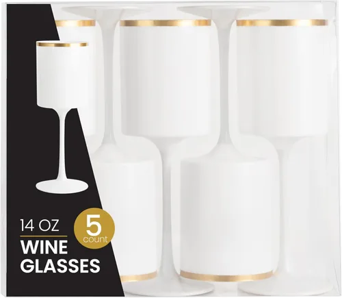 Miniatura 5 de PLASTICPRO Paquete de 10 copas de vino de plástico de 14 onzas, dos tonos, elegantes, desechables, con tallo, reutilizables, de plástico duro