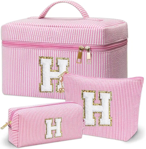 Miniatura 17 de Bolsa de maquillaje Adoryoung 3 piezas rosa+azul, Azul, A