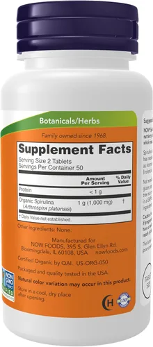 Miniatura 2 de Tabletas de espirulina orgánica de Now Foods, 7.33739E+11, 100, 1, 1