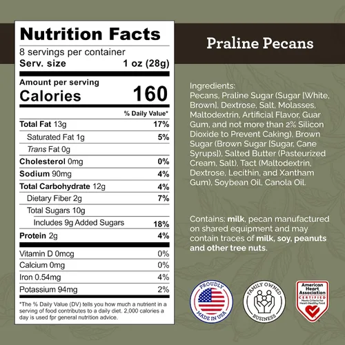Miniatura 2 de HUDSON PECAN COMPANY: Nueces pecanas de Georgia tostadas con praliné Delicia gourmet confitada, dulzura sureña irresistible