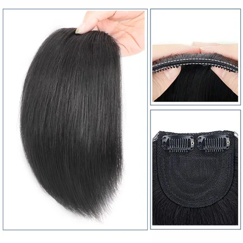 Miniatura 3 de Extensión de cabello invisible de una pieza con clip en la parte superior y lateral para mujeres, peinados de soplo de 6 pulgadas, color negro