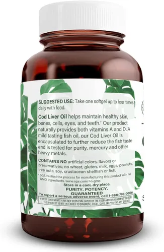 Miniatura 3 de Natural Nutra Suplemento noruego de aceite de hígado de bacalao, ayuda a mantener la piel, ayuda a mantener la densidad corporal, la salud ocular