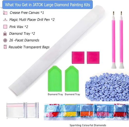 Miniatura 5 de JATOK - Kits de pintura de diamantes grandes para adultos (31.5 x 15.7 pulgadas) DIY 5D Sea Moon Full Round Drill Crystal Rhinestone Bordado Cuadros