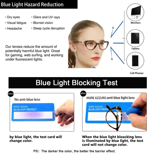 Miniatura 3 de MARE AZZURO Gafas de lectura progresivas multifocales con bloqueo de luz azul para mujer Cateye