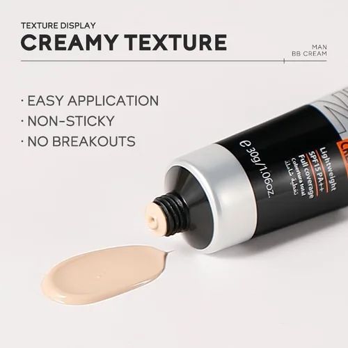 Miniatura 9 de AKARY Crema hidratante BB para hombres SPF 15 PA++, base y corrector de cobertura completa, crema hidratante facial para hombre unifica el tono
