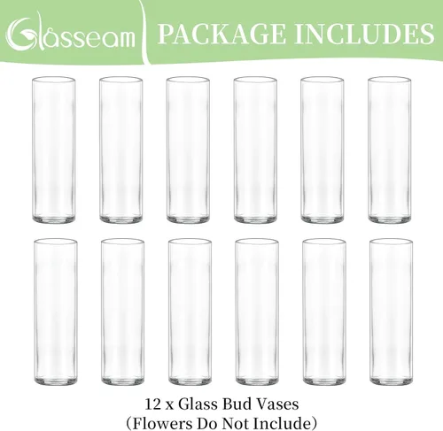 Miniatura 7 de Glasseam - Juego de 12 jarrones cilíndricos de cristal para centros de mesa, mesa de fiesta de boda, 5.9 pulgadas, decoración moderna y transparente