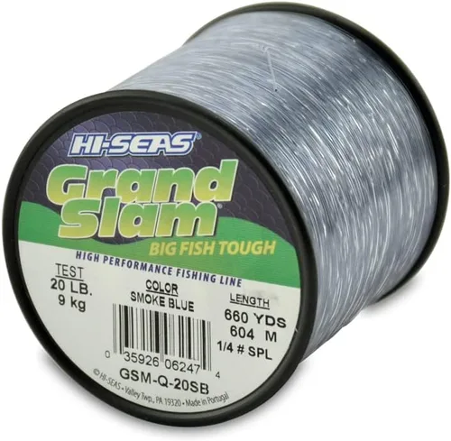 Miniatura 58 de HI-SEAS Línea de pesca de monofilamento Grand Slam - Fuerte y resistente a la abrasión en transparente, rosa, verde, azul humo, amarillo Azul ahumado
