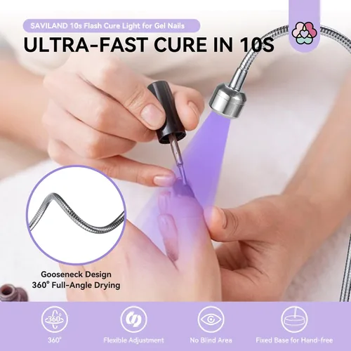Miniatura 3 de SAVILAND Lámpara LED UV para uñas: Mini luz UV de 36 W para uñas de gel con soporte para cepillo de uñas, lámpara de uñas de gel y luz de curación