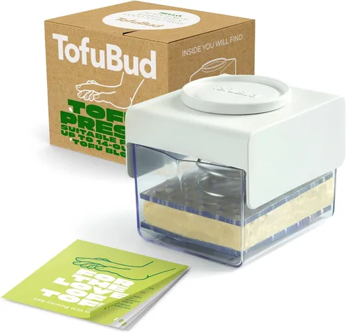 TofuBud Prensa de Tofu - Prensa para Tofu Firme o Extra Firme - Apta para Lavavajillas con Drenaje de Agua - Fabricada con Materiales Duraderos y