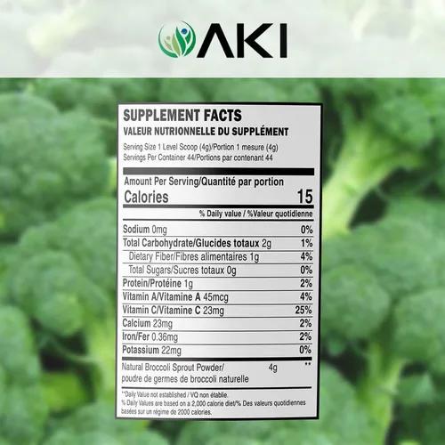 Miniatura 2 de AKI Broccoli Broccoli Sprout Powder - Ideal en vitaminas y sulforafano - Superalimento para batidos de verduras verdes o comidas - Sin OMG