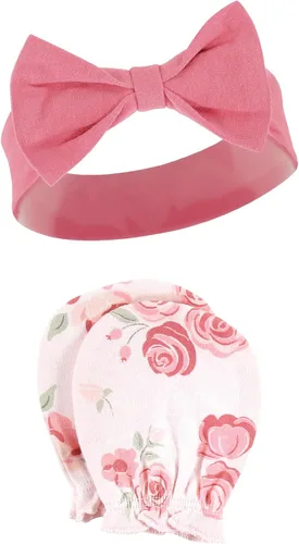 Miniatura 114 de Hudson Baby Conjunto de diadema de algodón y manoplas para rascar para bebé