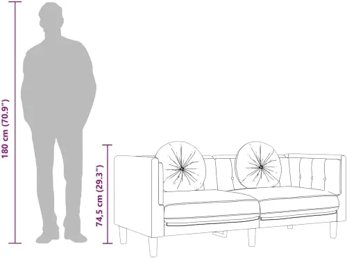 Miniatura 4 de vidaXL Sofá con cojines de 2 plazas, sofá tapizado, sofá biplaza para sala de estar en casa, sofá de dos plazas, estilo moderno, terciopelo gris