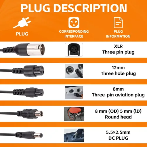 Miniatura 4 de Cargador eléctrico de scooter de 42 V 2 A para batería de litio de 36 V, cargador 5 en 1 para Gotrax, Jetson, Razor, Swagtron, Bird, Segway