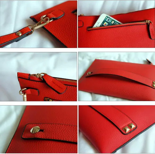 Miniatura 6 de Bolso de mano para mujer, de piel sintética, bolso grande de noche, con correa para la muñeca