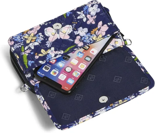 Miniatura 4 de Vera Bradley Bolso cruzado de algodón todo en uno para mujer con protección RFID, Coral floral