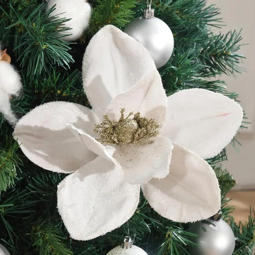 Miniatura 13 de Adornos de Flor de Magnolia Artificial de Navidad, Adornos de Árbol de Navidad, Ramas de Flores, Pack de 10 para Árbol de Navidad, Fiesta, Boda