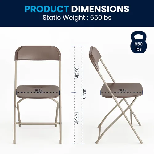 Miniatura 2 de Flash Furniture Hercules Series - Silla plegable de plástico, color marrón, paquete de 4, capacidad de peso de 650 libras, cómoda silla