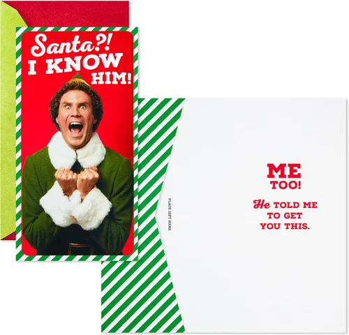 Miniatura 2 de Hallmark - Paquete de tarjeteros para dinero de Navidad o tarjetas de regalo, Buddy el Elfo (6 tarjetas navideñas con sobres)