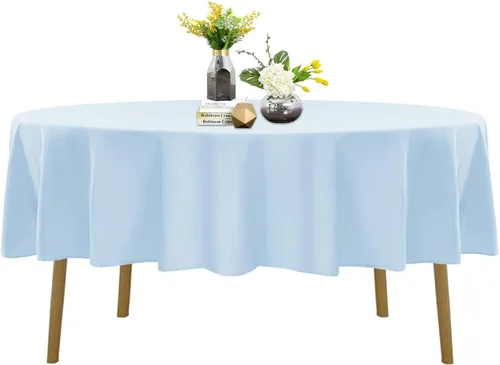 Miniatura 15 de Mantel de poliéster lavable de 90 pulgadas, resistente a las manchas y a las arrugas, mantel decorativo para mesa de comedor, fiestas de bufé y Negro