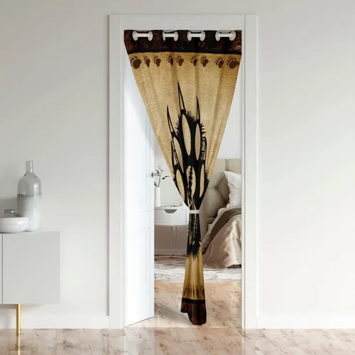 Miniatura 2 de Cortina de puerta de armario con estampado de patas de oso para dormitorio, niños, naturaleza, vida silvestre, cabeza de oso, cortina de puerta