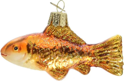 Miniatura 16 de Old World Christmas - Adorno de vidrio soplado de lubina de boca chica para árbol de Navidad, decoración festiva artesanal, colección de peces