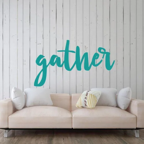 Miniatura 3 de Gather" Sign Wall Art Decal - Cursive Large Living Room Wall Décor Sticker - Family and Friends Themed Home Wall Decoration - Perfect for Living