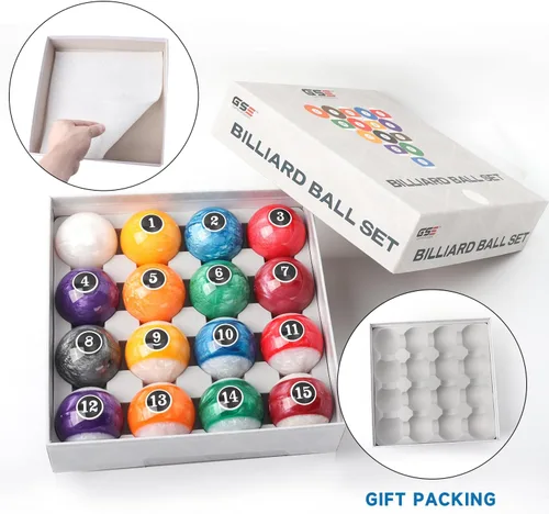 Miniatura 5 de GSE Games & Sports Expert - Juego de bolas de billar de 2 1/4 pulgadas de tamaño profesional reglamentario, juego estándar de 16 bolas para mesa